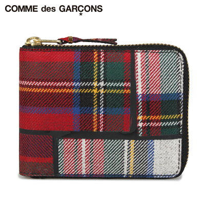 コムデギャルソン COMME des GARCONS 財布 二つ折り メンズ レディース ラウンドファスナー TARTAN PATCHWORK WALLET レッド SA7100TP