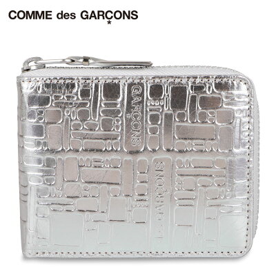 コムデギャルソン COMME des GARCONS 二つ折り財布 メンズ レディース ラウンドファスナー EMBOSSED LOGOTYPE シルバー SA7100EG