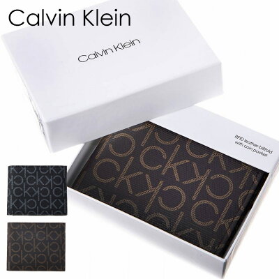カルバンクライン 財布 【2色】 二つ折り財布 79463 モノグラム ロゴ メンズ ブラック チョコレート Calvin Klein CK【ラッピング可能(有料)】