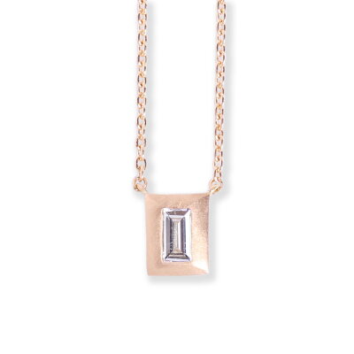 【Bagette Diamond Necklace】ネックレス レディース ダイヤモンド バゲットカット 一粒ダイヤ k18 18金 18k k10 10金 10k ゴールド ピンクゴールド ホワイトゴールド 女性 大人 ダイアモンド プレゼント ギフト