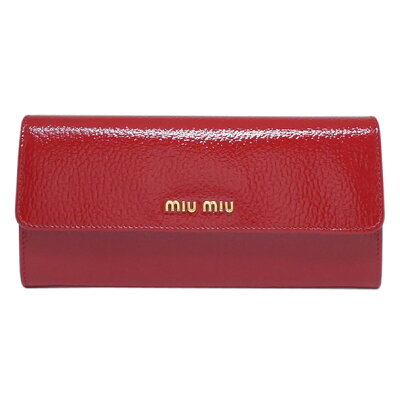 【ギフト ラッピング無料】ミュウミュウ miumiu MIU MIU ゴート 山羊革 エナメル型押し 長財布 レッド 5MH379 VIT.MADRAS VERNICE FUOCO 2EGE F068Z レディース 【楽ギフ_包装】【新品 新作 未使用 正規品】