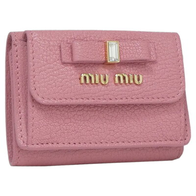 ミュウミュウ リボン 三つ折 ミニ財布 2020年春夏新作 マドラス レザー MIU MIU 5MH021_2D7A_F0028 MADRAS FIOCCO ROSA ローズピンク miumiu レディース 超コンパクト 手のひらサイズ 【ギフト ラッピング無料】【楽ギフ_包装】【新品 新作 未使用 正規品】