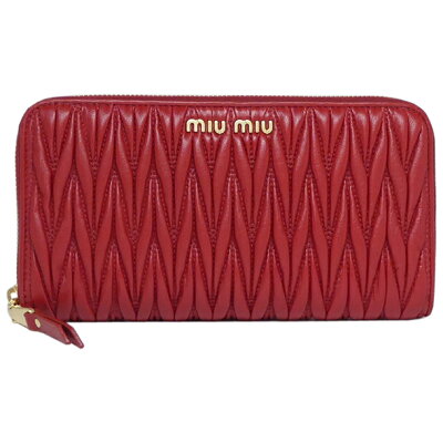 ミュウミュウ miumiu MIU MIU マテラッセ ジップアラウンド ウォレット ラウンドファスナー 長財布 レッド 5ML506 N88 F068Z FUOCO レディース【ギフト ラッピング無料】【楽ギフ_包装】【新品 新作 未使用 正規品】