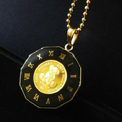 【純金 ネックレス コイン】24k テディ・ベアー金貨 1/30オンス 2014年製 18金黒文字盤枠 ネックレステディ ベア ペンダント くま コイン 24金 純金 金 ゴールド ジュエリー プレゼント jewelry マザーズラブ