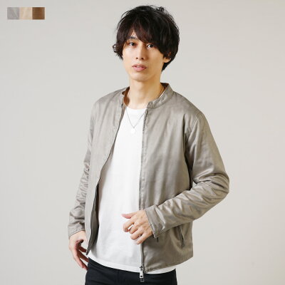 【クーポン配布中】 ライダースジャケット ジャケット シングルライダース メンズ メンズファッション 秋 冬 秋服 冬服 フェイク スエード シングル ライダース グレー ベージュ ブラウン キャメル M L
