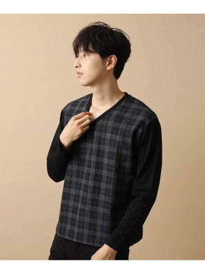 MK MICHEL KLEIN homme カットソー/ハイブリットイージー ミッシェルクランオム カットソー カットソーその他 ネイビー パープル ブラウン【送料無料】