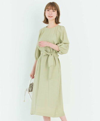 【SALE/50%OFF】23区 L レーヨンソフトツイル ボリュームスリーブ ワンピース ニジュウサンク ワンピース ワンピースその他 グリーン ブラウン【送料無料】