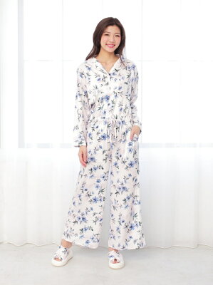 【SALE/30%OFF】Cocoonist フラワー柄長袖パジャマロングパンツ コクーニスト インナー/ナイトウェア ルームウェア/ボトムス ピンク ホワイト