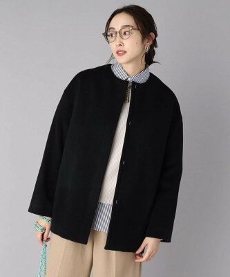 UNTITLED 【STORY web掲載】コクーンシルエット ノーカラーコート<日本製/カシミヤ混> アンタイトル ジャケット・アウター その他のジャケット・アウター ブラック グリーン ベージュ【送料無料】