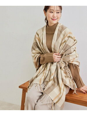 【SALE/25%OFF】ROPE' PICNIC PASSAGE チェック柄ポンチョ ロペピクニック ファッショングッズ マフラー/スヌード ベージュ ブラウン