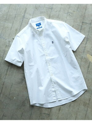 BEAMS MEN BEAMS / ストレッチ オックス ワッペン ミニボタンダウン シャツ ビームス メン シャツ/ブラウス 長袖シャツ ホワイト ブラウン ネイビー【送料無料】