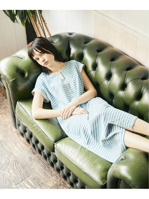 【SALE/20%OFF】une nana cool Pop border ワンピースパジャマ ウンナナクール インナー/ナイトウェア ルームウェア/その他 ブルー イエロー【送料無料】