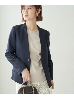 ROPE' PICNIC 【360°ウルトラストレッチ】【WEB限定34,42サイズ】ノーラペルジャケット ロペピクニック コート/ジャケット ノーカラージャケット ネイビー ブラック グレー ブラウン ベージュ【送料無料】