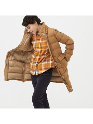 【SALE/30%OFF】AIGLE 撥水サイドジップフーデッドファーロングダウンジャケット エーグル コート/ジャケット ダウンジャケット ブラウン ブラック【送料無料】