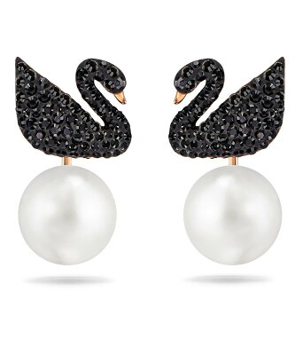 SWAROVSKI 【公式】【スワロフスキー】SWAROVSKI Iconic Swan ジャケットピアス スワロフスキー アクセサリー ピアス ブラック【送料無料】