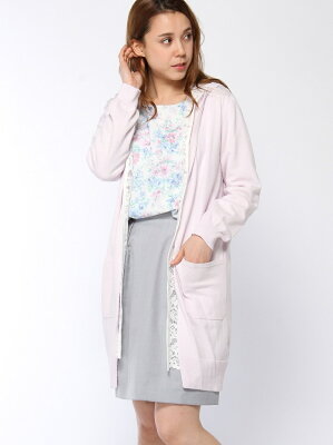 【SALE/75%OFF】LAISSE PASSE レースガウン+ロングニットカーディガンセット レッセパッセ ニット アンサンブル パープル ホワイト ブルー【送料無料】