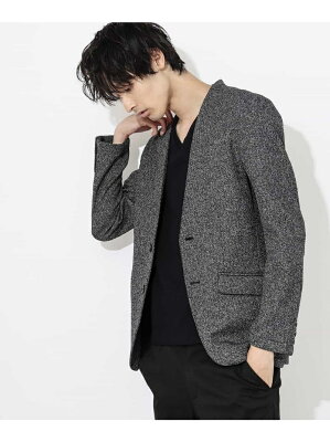 【SALE/55%OFF】MK MICHEL KLEIN homme クウォータリングジャケット ミッシェルクランオム コート/ジャケット ノーカラージャケット グレー ネイビー【送料無料】
