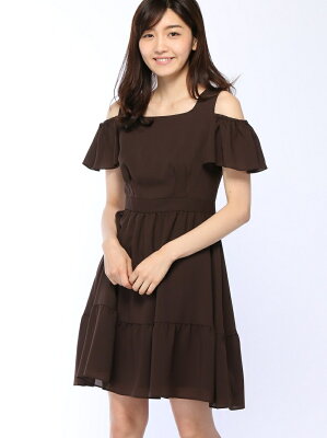 【SALE/75%OFF】LAISSE PASSE オフショルダーワンピース レッセパッセ ワンピース ノースリーブワンピース ブラウン ホワイト ブルー ピンク【送料無料】