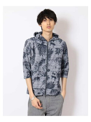 【SALE/55%OFF】MK MICHEL KLEIN homme ボタニカルパイルパーカー ミッシェルクランオム カットソー パーカー ブルー ネイビー パープル