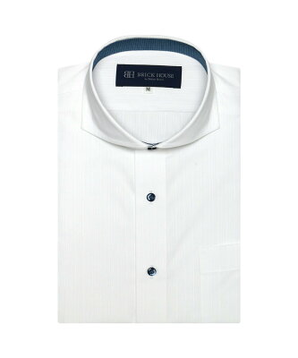 【SALE/14%OFF】BRICK HOUSE by Tokyo Shirts (M)【透け防止】形態安定 ホリゾンタルワイド 半袖ビジネスワイシャツ トーキョーシャツ スーツ・フォーマル Yシャツ・カッターシャツ ホワイト