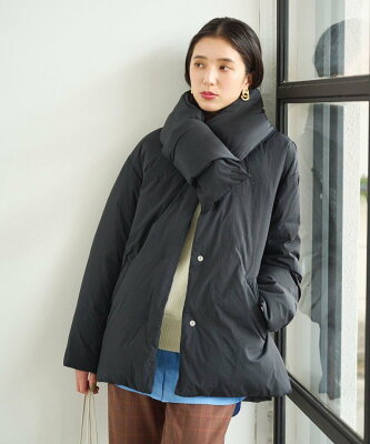 【SALE/40%OFF】UNITED ARROWS green label relaxing 【矢野未希子さん着用】マフラー付き ノーカラー 撥水 ダウン コート -ウォッシャブル- ユナイテッドアローズ グリーンレーベルリラクシング ジャケット・アウター ダウンジャケット・ダウンベスト ブラック【送料無料】