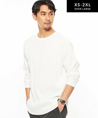 UNITED ARROWS green label relaxing ドライワッフル クルーネック 長袖 カットソー -吸水速乾- OVLG ユナイテッドアローズ グリーンレーベルリラクシング カットソー Tシャツ ホワイト ブラック グレー ベージュ