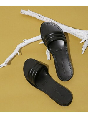 【SALE/50%OFF】MAURO de BARI A72/フラットレザーサンダル ナノユニバース シューズ サンダル/ミュール ブラック ブラウン ゴールド【送料無料】