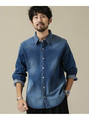 【SALE/30%OFF】NANO universe ハイストレッチレギュラーカラーデニムシャツ ナノユニバース シャツ/ブラウス シャツ/ブラウスその他 ブルー ネイビー【送料無料】