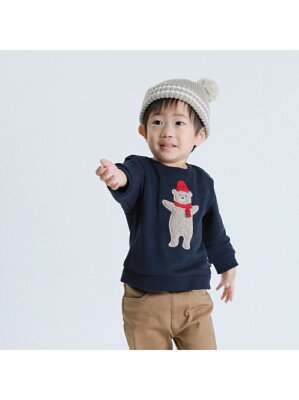 【SALE/30%OFF】COMME CA ISM クマアップリケ付き トレーナー(80・90サイズ) コムサイズム マタニティー/ベビー ベビー用品 ネイビー グレー