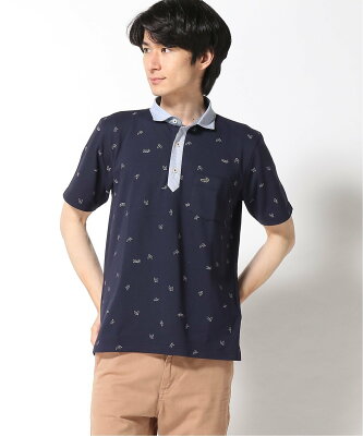 【SALE/50%OFF】CROCODILE CROCODILE/(M)プリント ポロシャツ【吸汗速乾】 クロコダイル トップス ポロシャツ ネイビー ホワイト