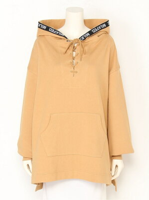 【SALE/50%OFF】MILKFED. LACE-UP LOGO HOODED TOP ミルクフェド カットソー パーカー ベージュ ブラック レッド【送料無料】