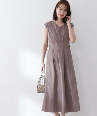 N. Natural Beauty Basic ウエストタック脇ボタンノースリーブワンピース《S Size Line》 エヌ ナチュラルビューティーベーシック* ワンピース ワンピースその他 ブラウン ホワイト オレンジ【送料無料】