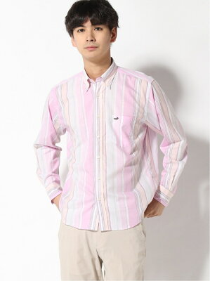 【SALE/60%OFF】CROCODILE CROCODILE/(M)スラブストライプシャツ クロコダイル シャツ/ブラウス 長袖シャツ ピンク ブルー