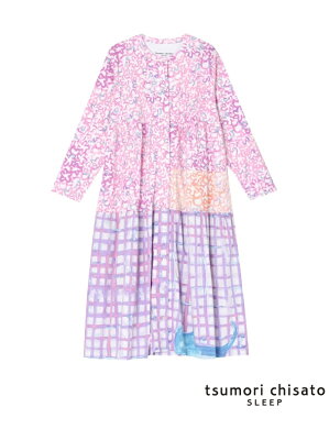 tsumori chisato SLEEP ツモリチサトスリープ パジャマ 長袖ワンピース 前開きタイプ ツモリチサトスリープ インナー/ナイトウェア ルームウェア/トップス パープル ピンク ブルー【送料無料】
