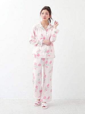 【SALE/20%OFF】Cocoonist チューリップ柄ダブルガーゼパジャマセット コクーニスト インナー/ナイトウェア【RBA_S】【RBA_E】【送料無料】
