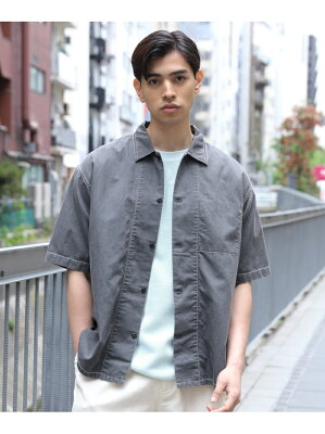 【SALE/51%OFF】GLOBAL WORK (M)デニムカバーオールシャツSS グローバルワーク シャツ/ブラウス 半袖シャツ グレー ブルー ネイビー