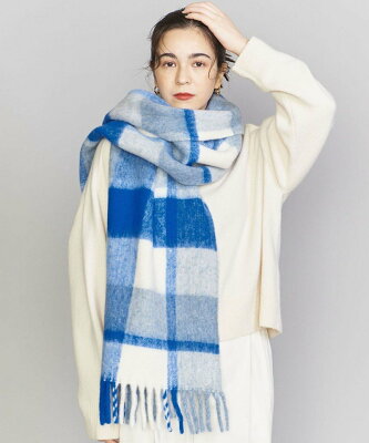 BEAUTY & YOUTH UNITED ARROWS チェック ビッグフリンジ マフラー ビューティ&ユース ユナイテッドアローズ ファッション雑貨 マフラー・ストール・ネックウォーマー ネイビー【送料無料】