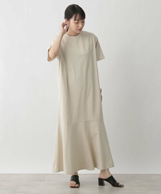 LOWRYS FARM (W)マーメイドフレアOPSS ローリーズファーム ワンピース 半袖ワンピース ベージュ ホワイト グリーン ブラック【送料無料】