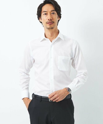 UNITED ARROWS green label relaxing コットンブロード スリム ショートワイド ドレスシャツ -イージーアイロン- ユナイテッドアローズ グリーンレーベルリラクシング スーツ・フォーマル Yシャツ・カッターシャツ ホワイト【送料無料】