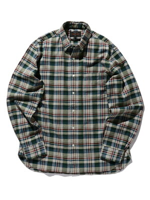 【SALE/40%OFF】BEAMS MEN BEAMS PLUS / ネップ ツイード チェック ボタンダウン シャツ ビームス メン シャツ/ブラウス 長袖シャツ グリーン ブラウン【送料無料】