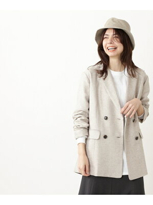 N. Natural Beauty Basic ダブルブレストテーラードジャケット エヌ ナチュラルビューティーベーシック* コート/ジャケット テーラードジャケット ベージュ グレー【送料無料】