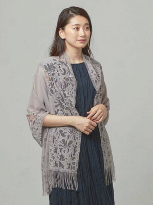 THE STATION STORE UNITED ARROWS LTD. <closet story>フラワーラッセル ストール ザ ステーションストア ユナイテッドアローズ ファッショングッズ ストール グレー ブラック【送料無料】