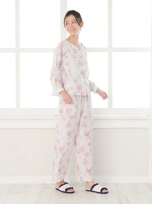 【SALE/30%OFF】Cocoonist フローティングフラワー柄ロングパンツ コクーニスト インナー/ナイトウェア ルームウェア/ボトムス ピンク パープル