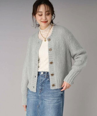 【SALE/55%OFF】UNTITLED 【ふんわりシルエット】モヘヤストレッチ ニットカーディガン アンタイトル トップス カーディガン グレー ブラック ブルー【送料無料】