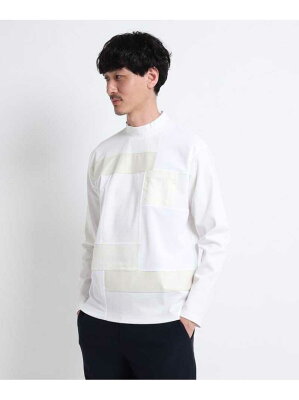 【SALE/60%OFF】TAKEO KIKUCHI 【Sサイズ~】パッチワークモックネックカットソー タケオキクチ カットソー カットソーその他 ホワイト ブラック【送料無料】