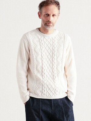 【SALE/50%OFF】TOMORROWLAND MEN ロービングコットン フィッシャーマンニット SESIA BROWN トゥモローランド ニット 長袖ニット【送料無料】