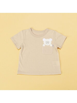 COMME CA ISM 動物アップリケ付き 半袖Tシャツ(80・90サイズ) コムサイズム マタニティー/ベビー ベビー用品 ベージュ ホワイト ピンク