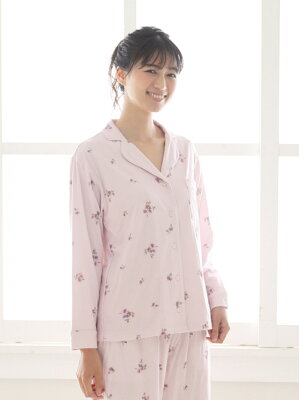 【SALE/37%OFF】Cocoonist フォギーフラワー接結長袖パジャマトップス コクーニスト インナー/ナイトウェア ルームウェア/トップス ピンク ホワイト