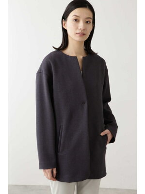 【SALE/66%OFF】HUMAN WOMAN ◆綿麻ダンボールニットコート ヒューマン ウーマン コート/ジャケット ショートコート グレー【送料無料】
