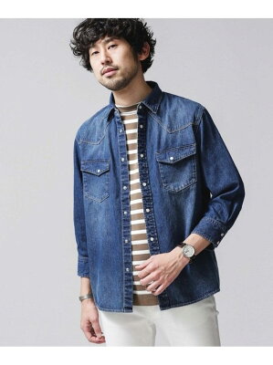 【SALE/30%OFF】nano・universe デニムシャツ 7分袖 ナノユニバース シャツ/ブラウス シャツ/ブラウスその他 ブルー ブラック【送料無料】